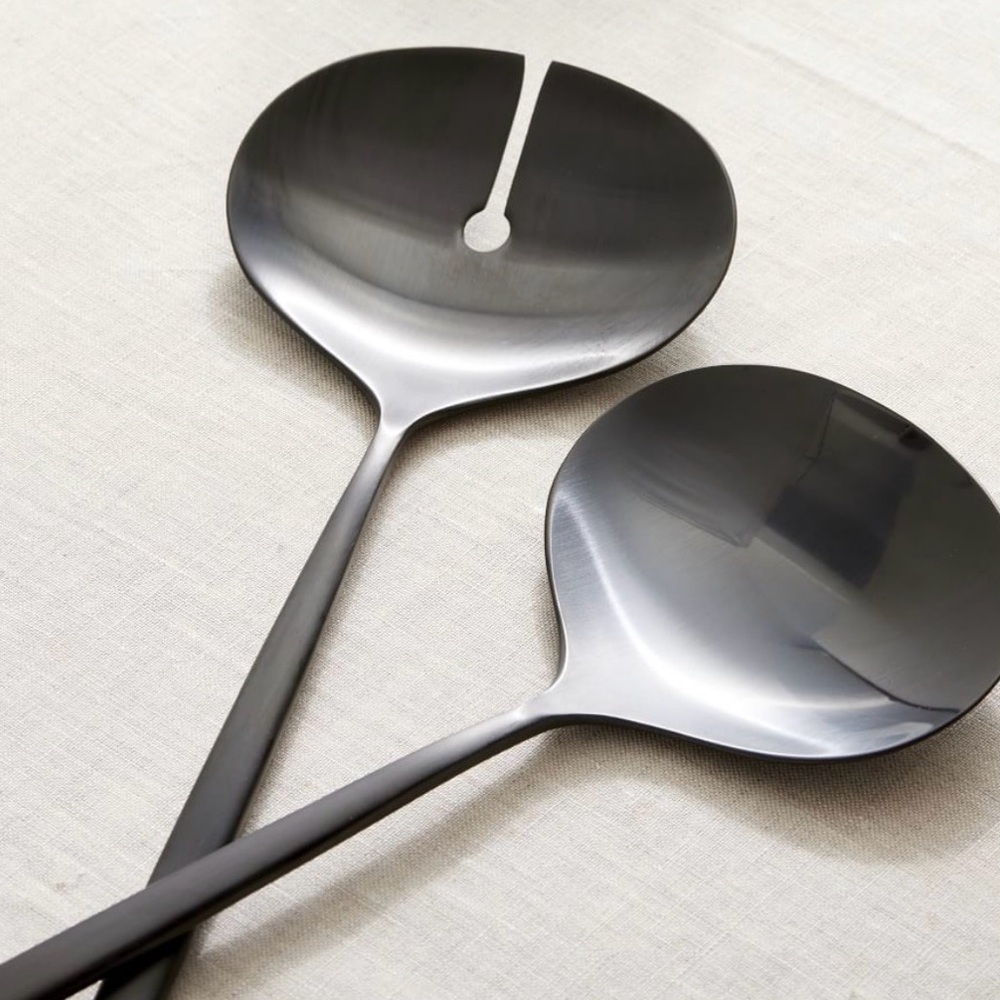 Black Stainless Steel Salad Serving Set